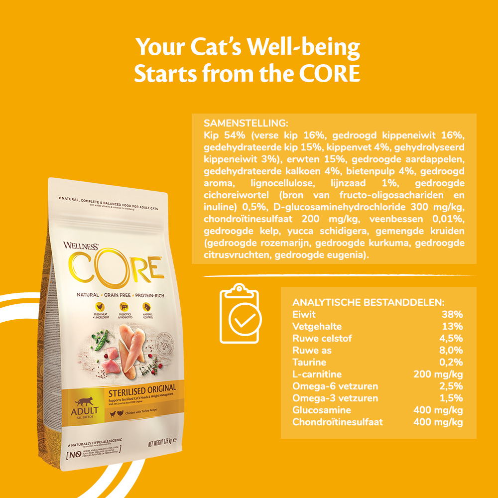 Wellness CORE Cat Dry E-Panels - Composition & GA Sterilised Original_DUTCH